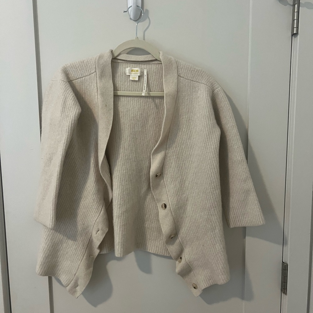 Maeve (Anthropologie) Cream Button-Up Cardigan cashmere